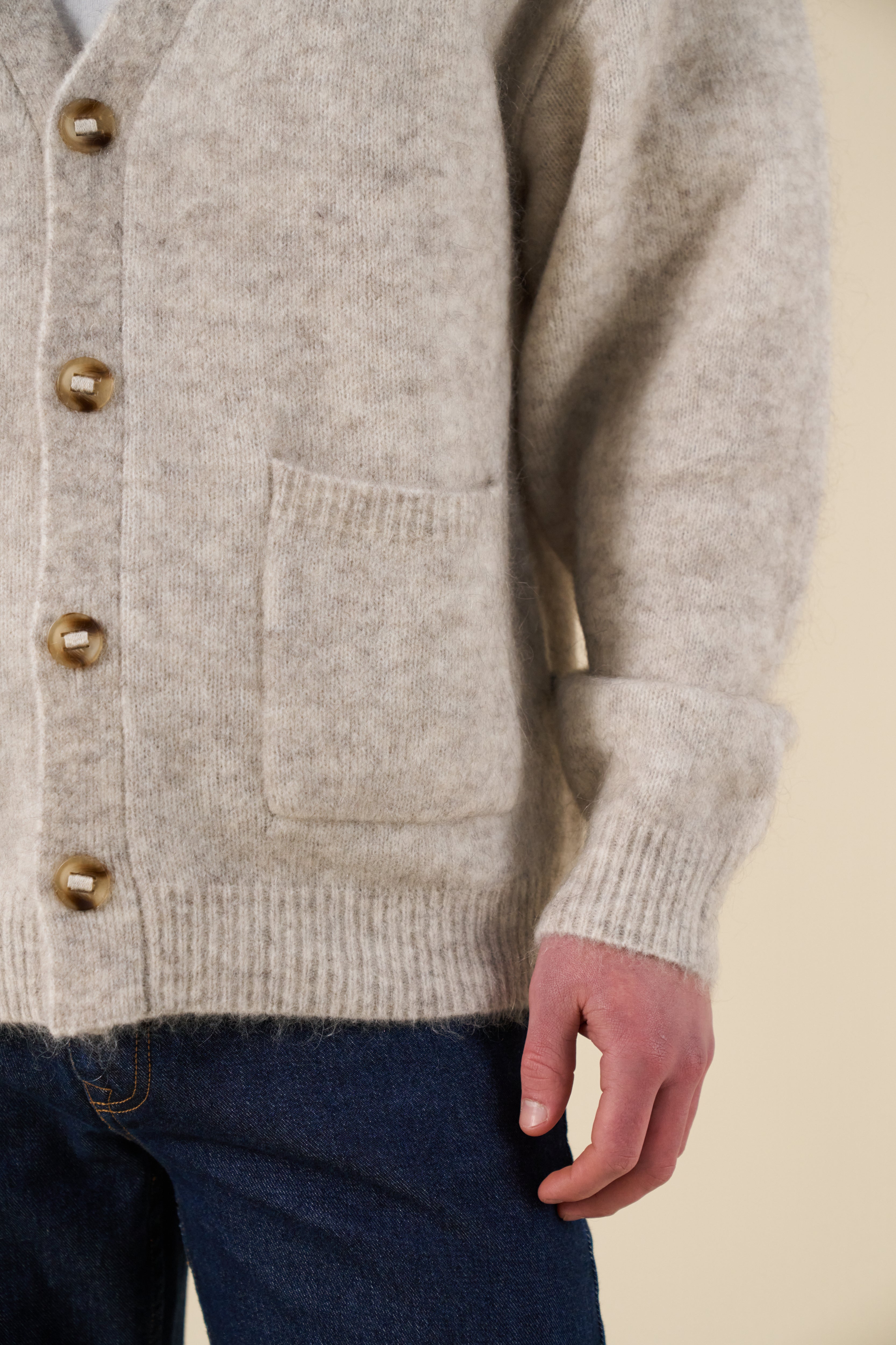 SAWYER MOHAIR CARDIGAN - MARBLE