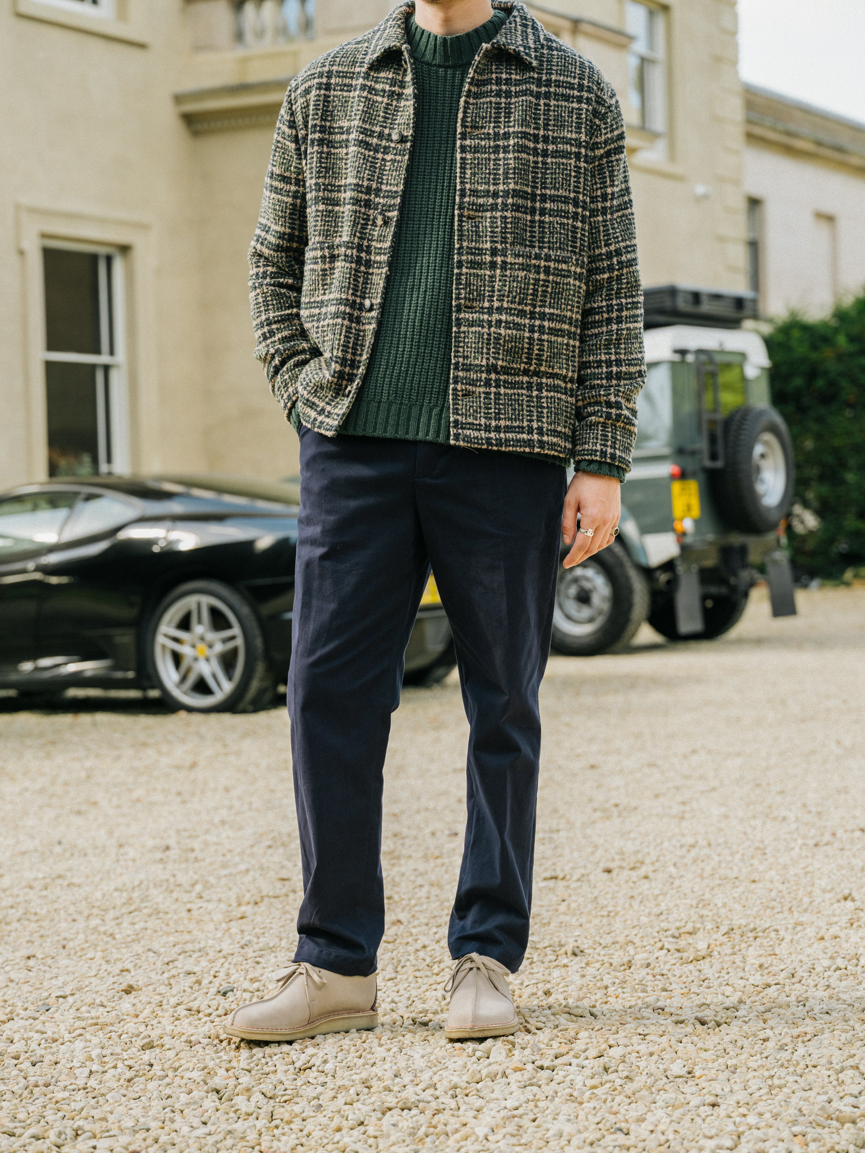 CANVAS PLEATED CHINO - NAVY