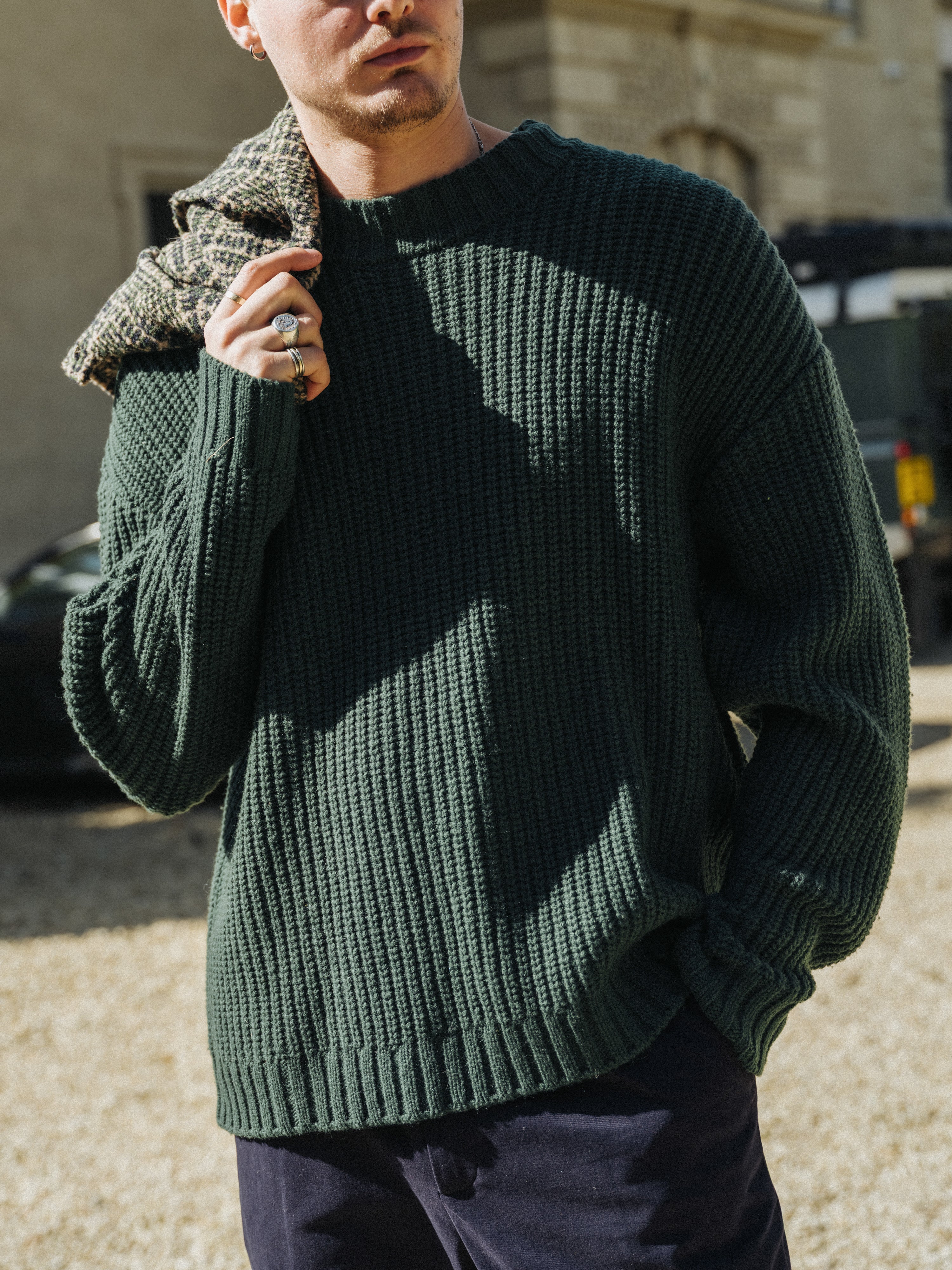 CHUNKY MOCK NECK KNIT - BOTTLE GREEN