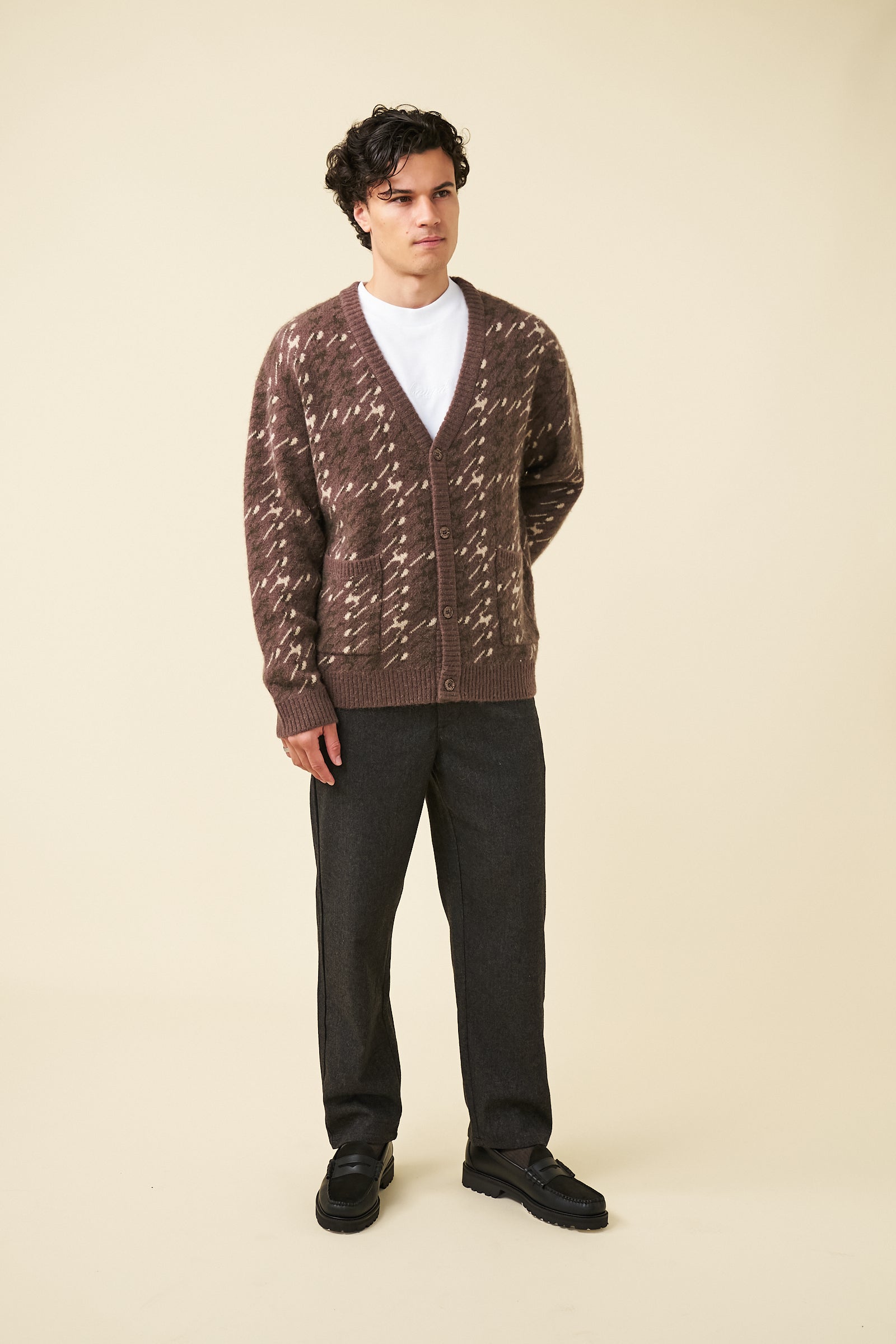 HERRINGBONE WOOL TROUSER -