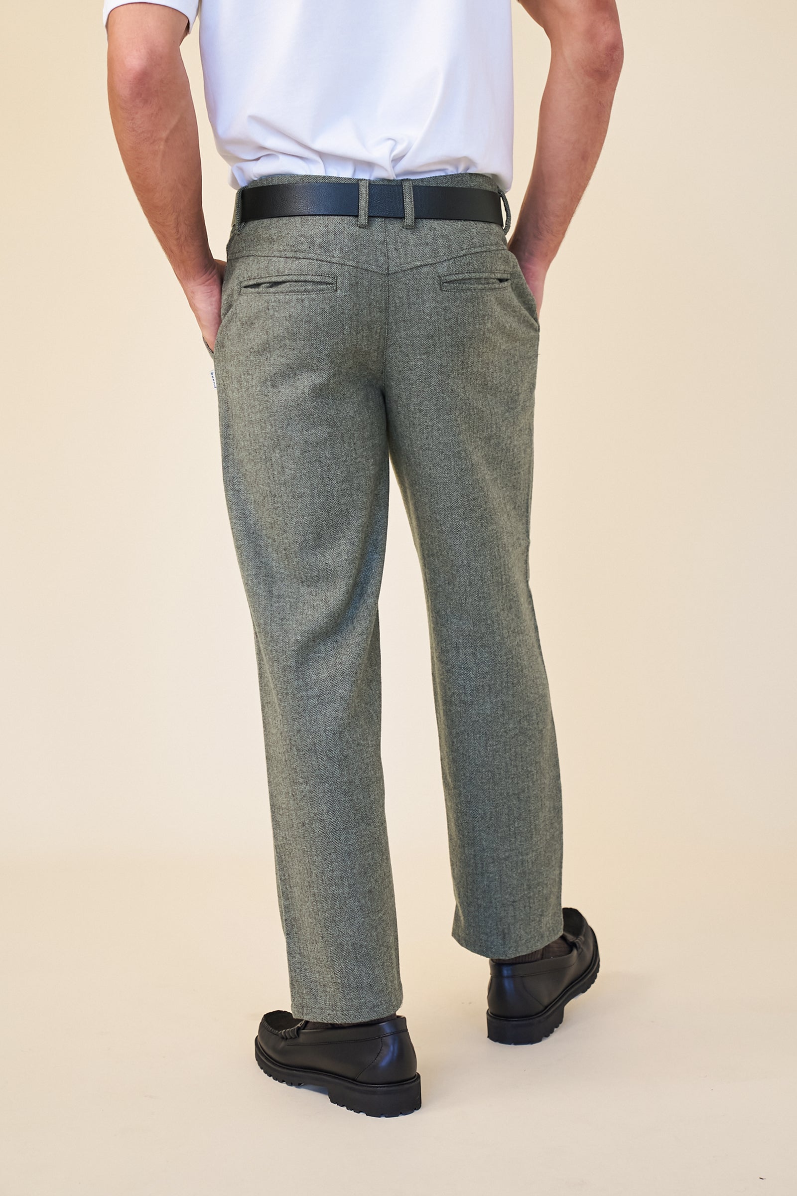 HERRINGBONE WOOL TROUSER -