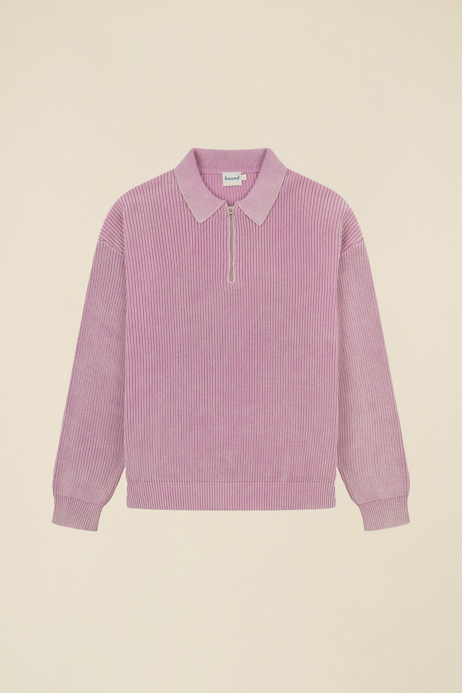ROSE PINK ACID WASH HALF ZIP KNIT PULLOVER