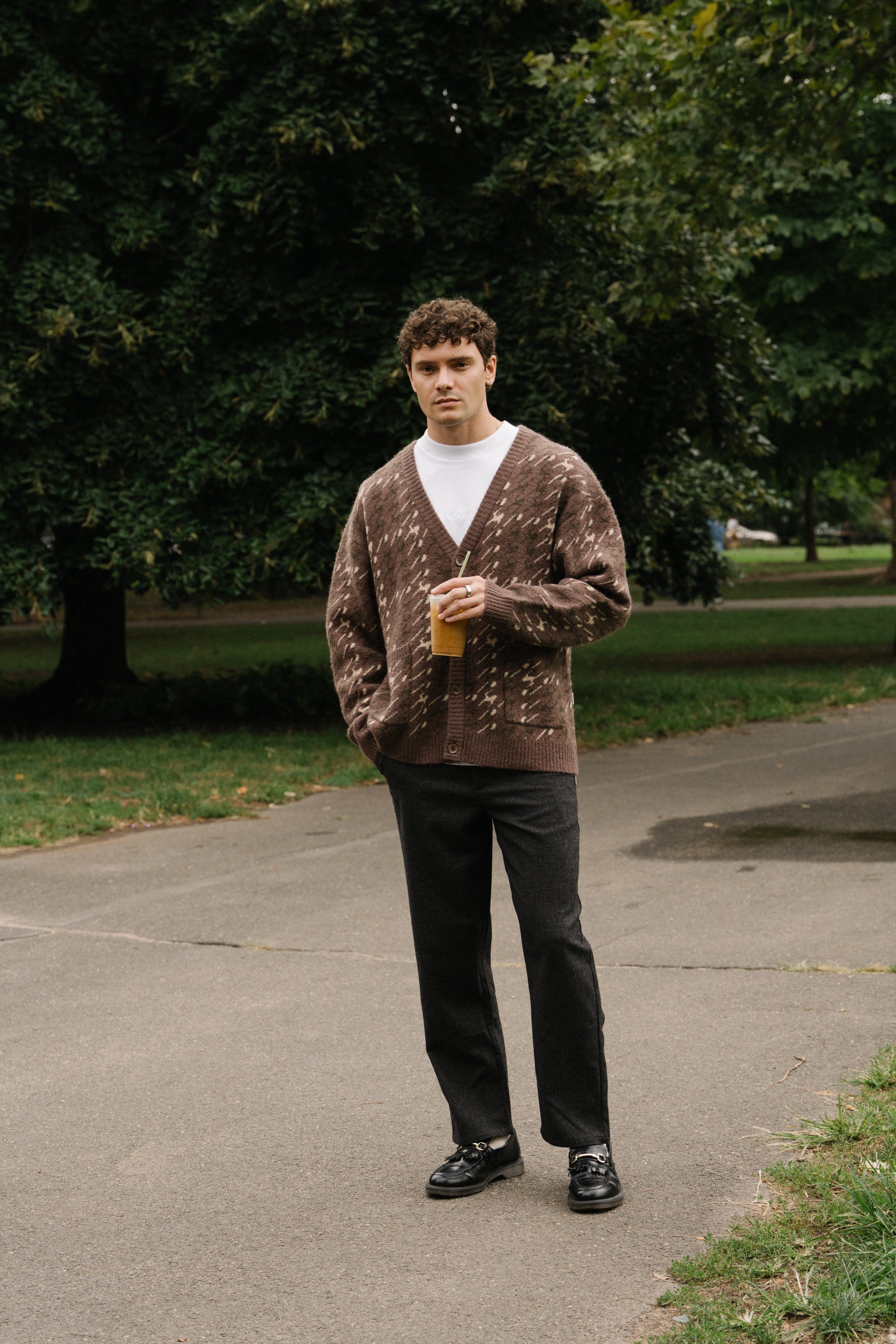 HERRINGBONE WOOL TROUSER -