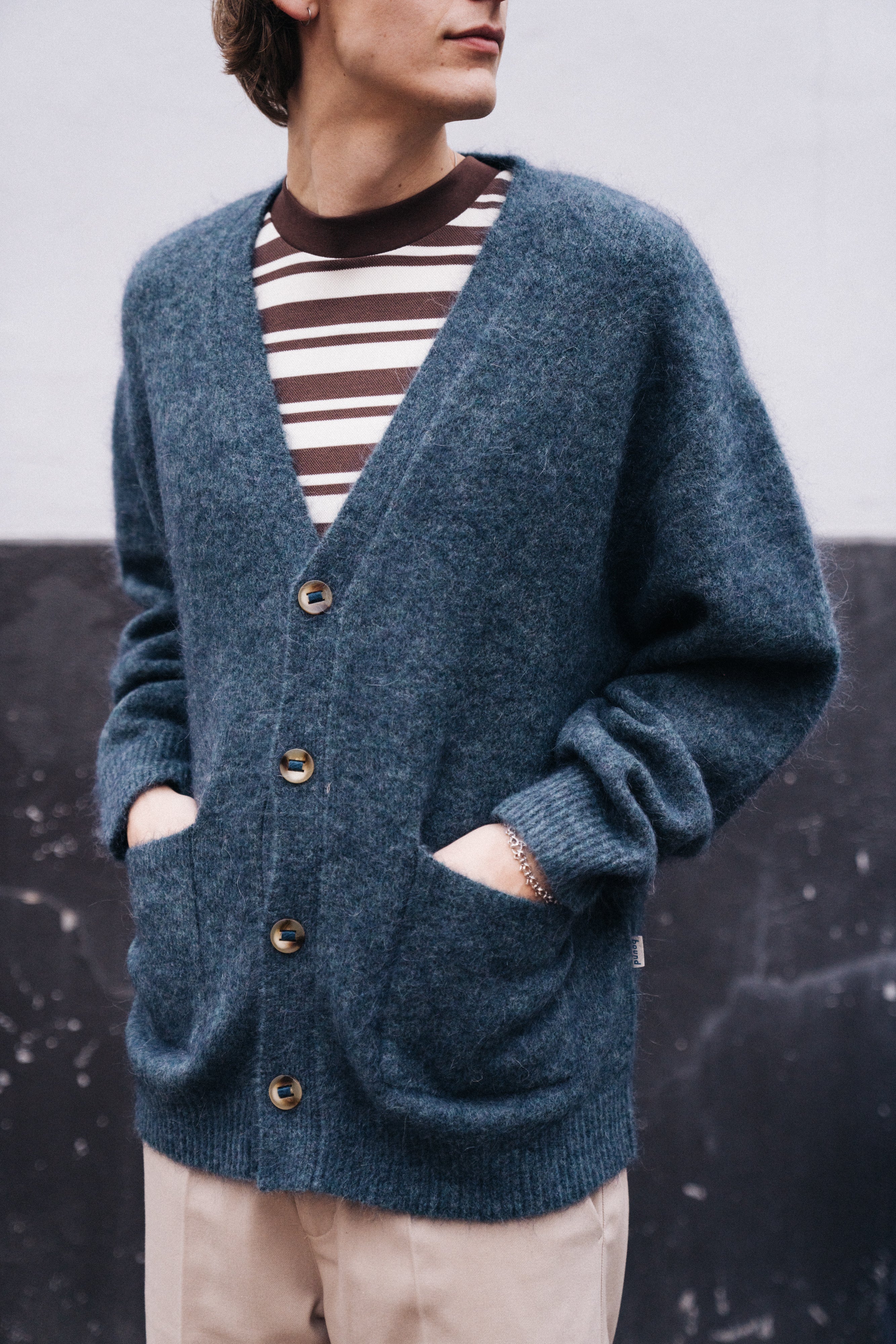 SAWYER MOHAIR CARDIGAN - INDIGO