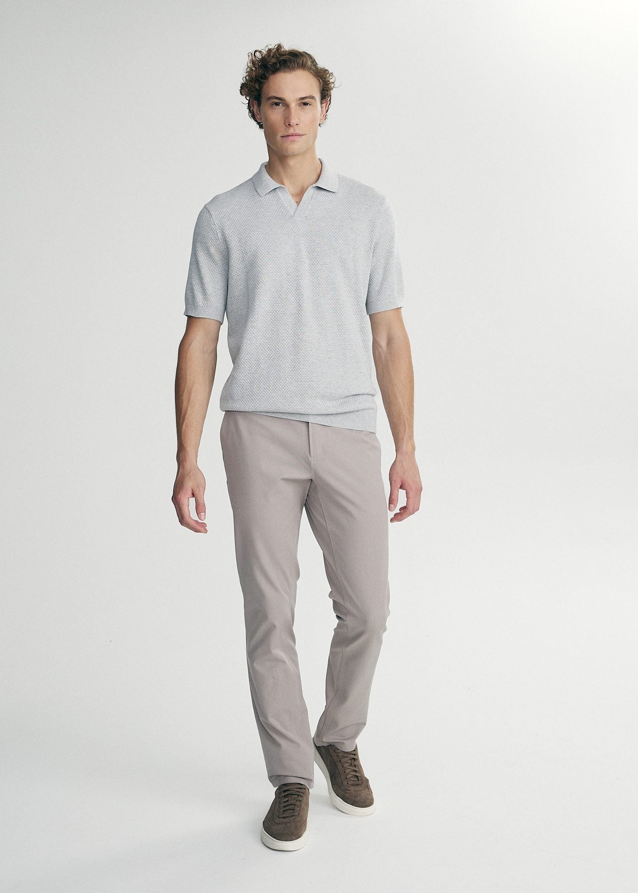 Textured johnny collar polo