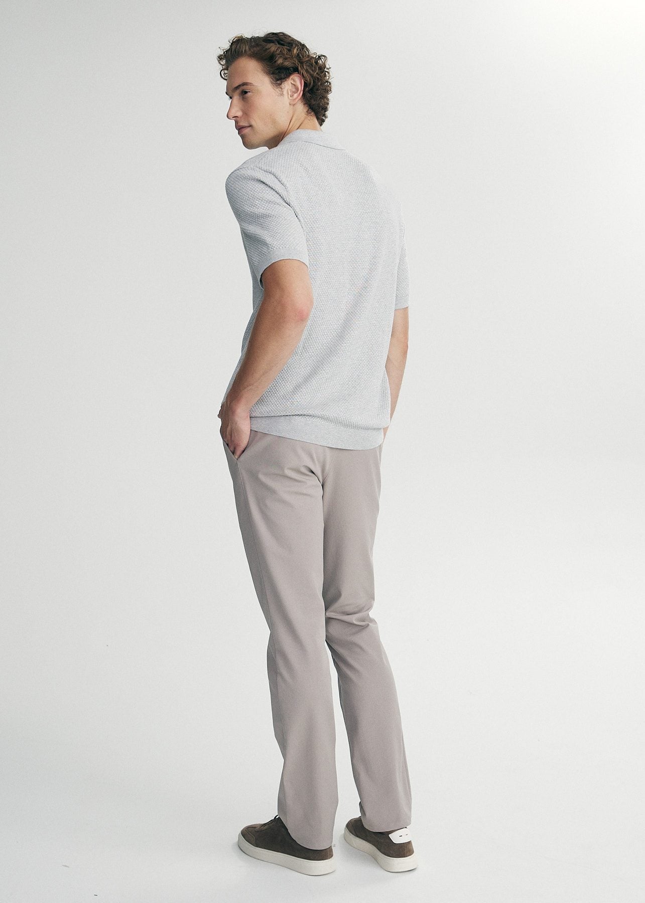 Textured johnny collar polo