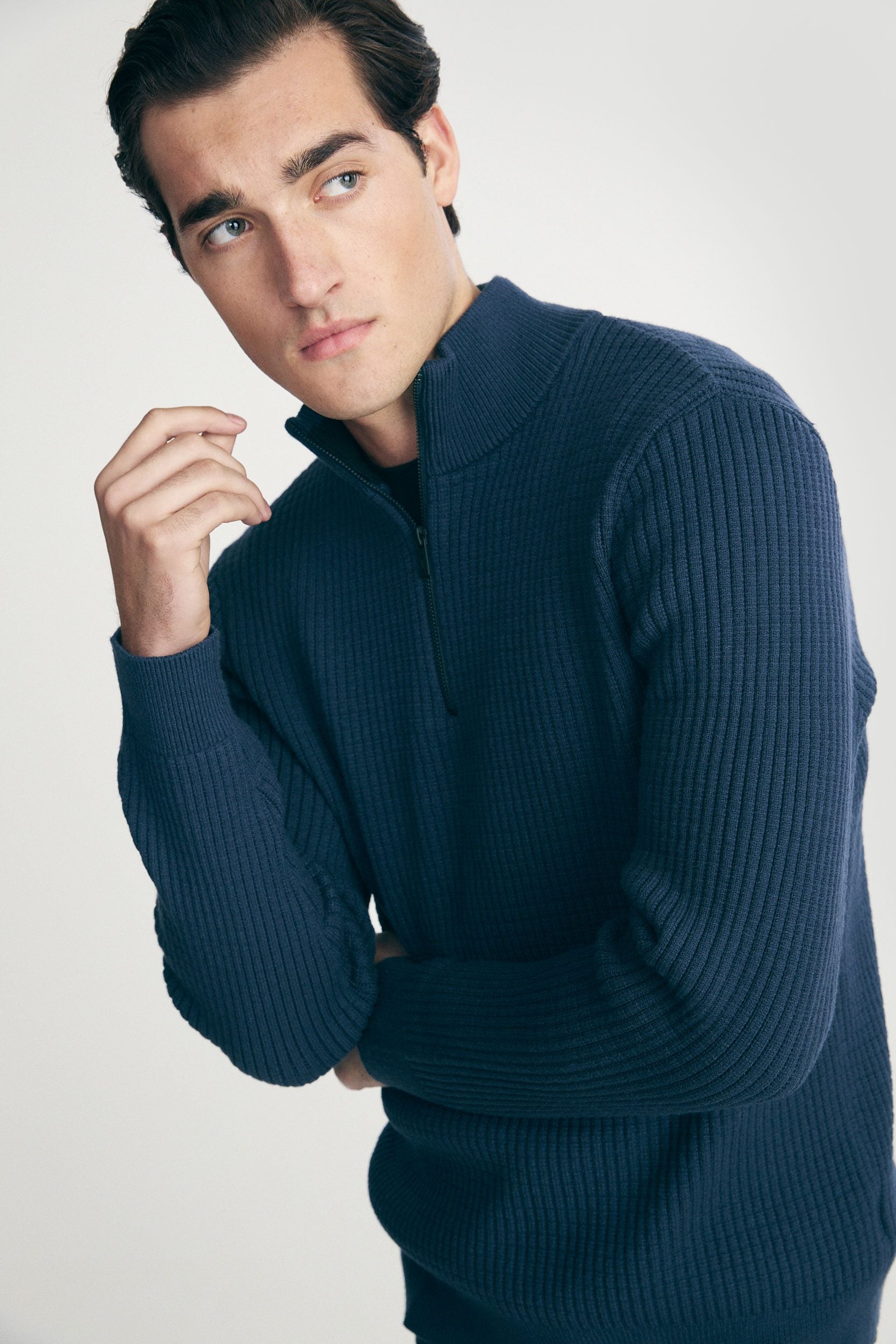 Mock neck sweater with zip