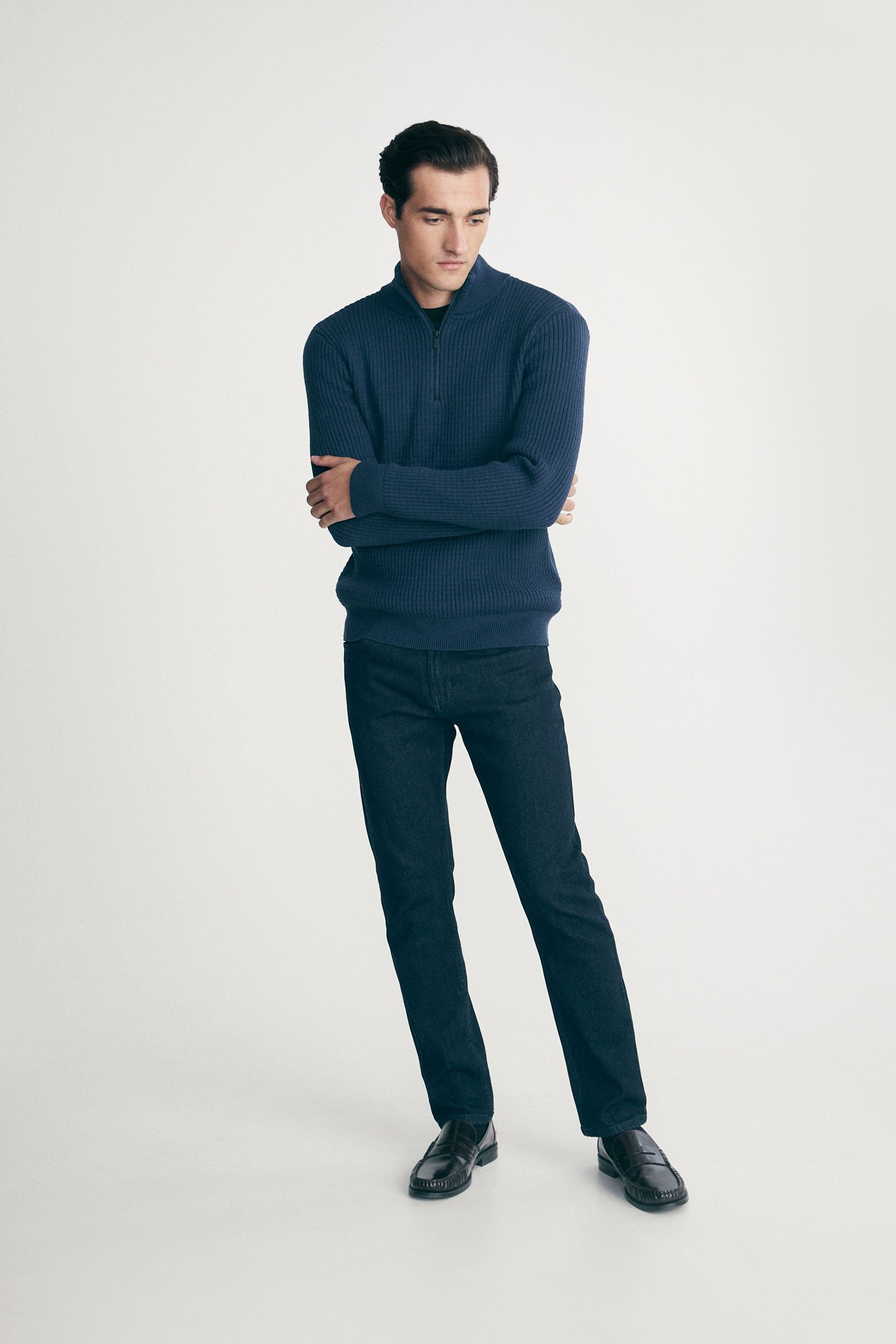 Mock neck sweater with zip