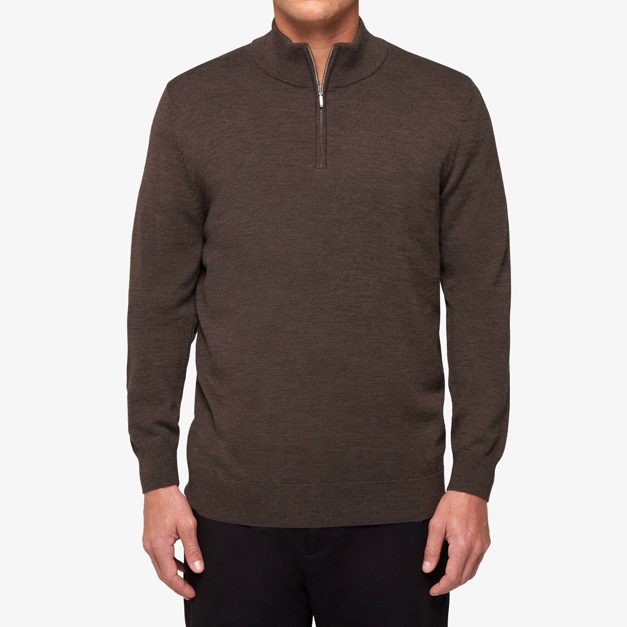 Merino Wool Silk Half Zip Mens