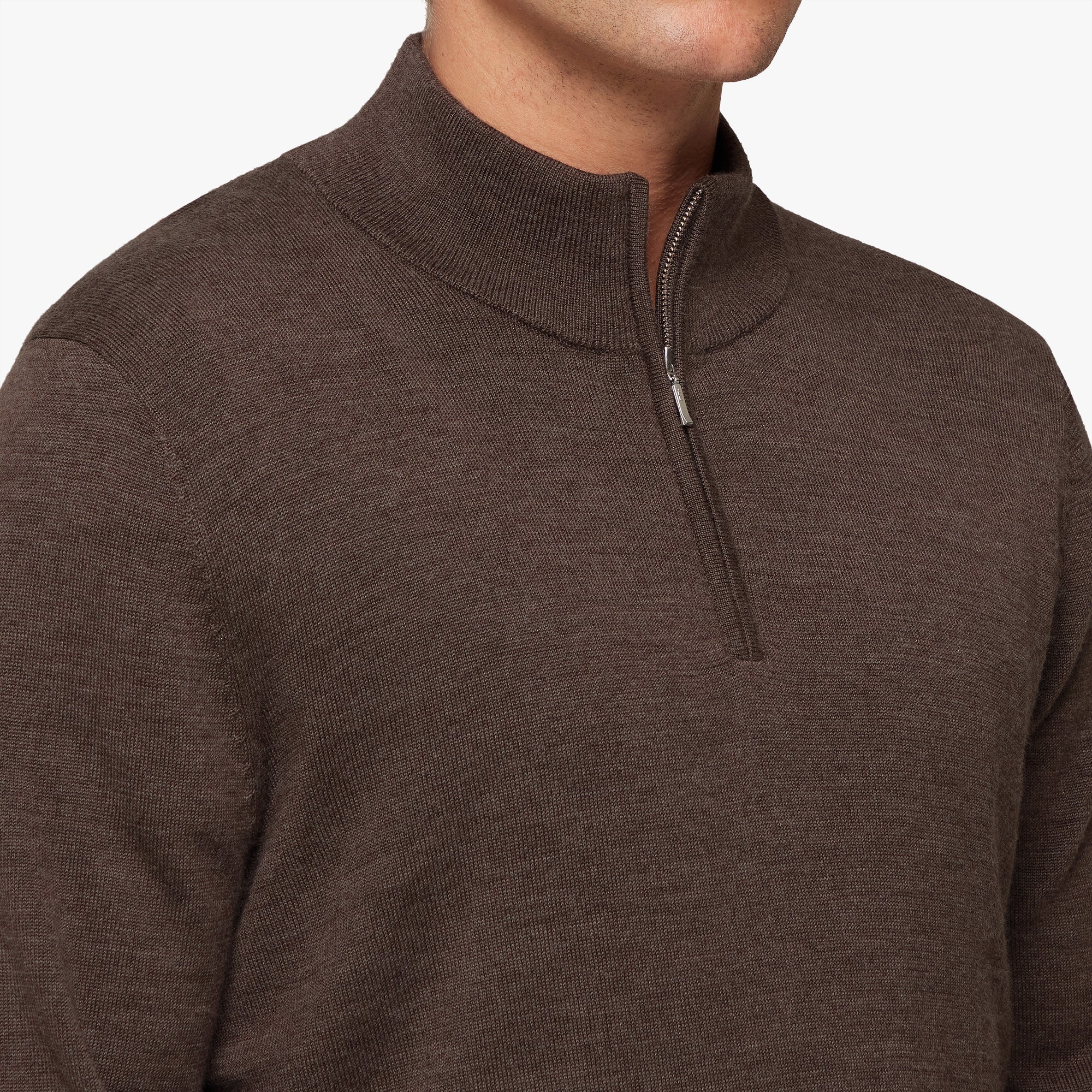 Merino Wool Silk Half Zip Mens