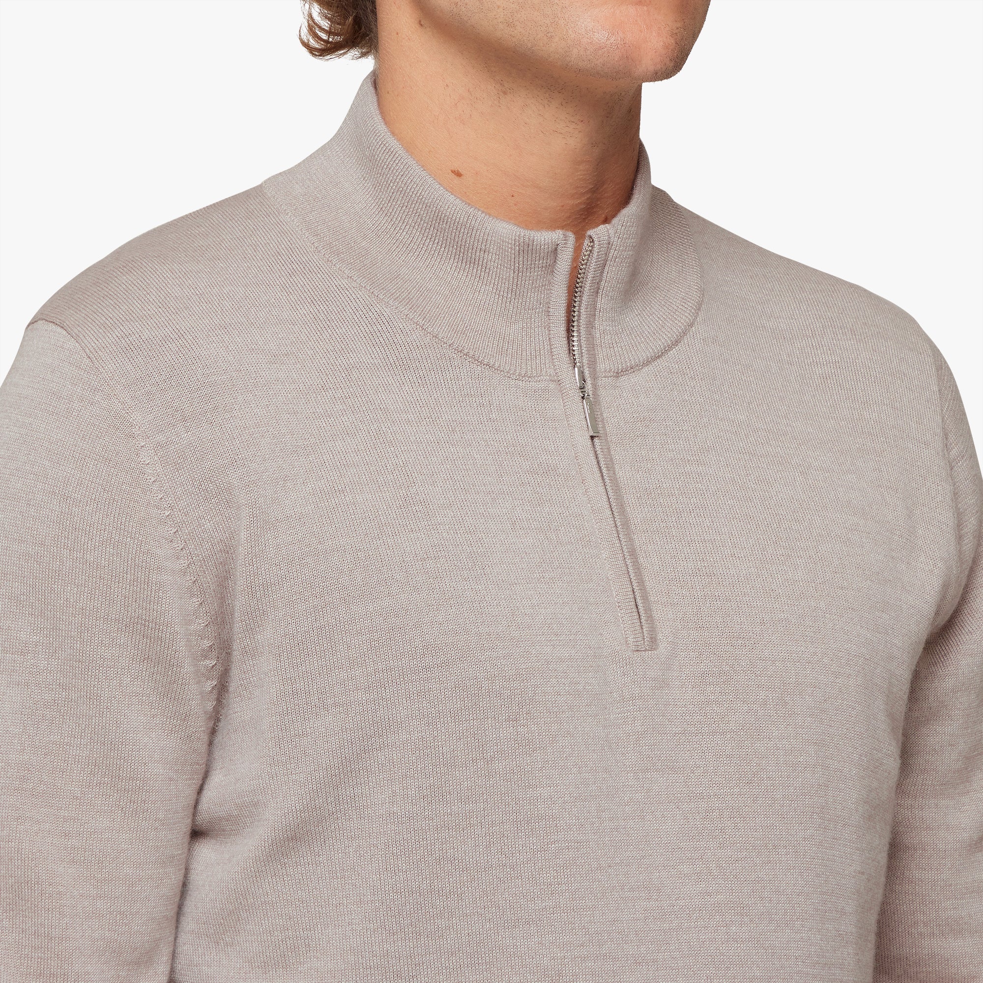 Merino Wool Silk Half Zip Mens