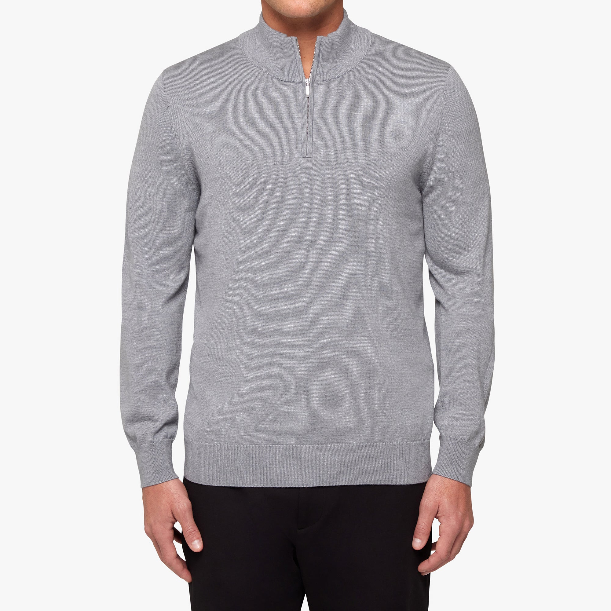 Merino Wool Silk Half Zip Mens