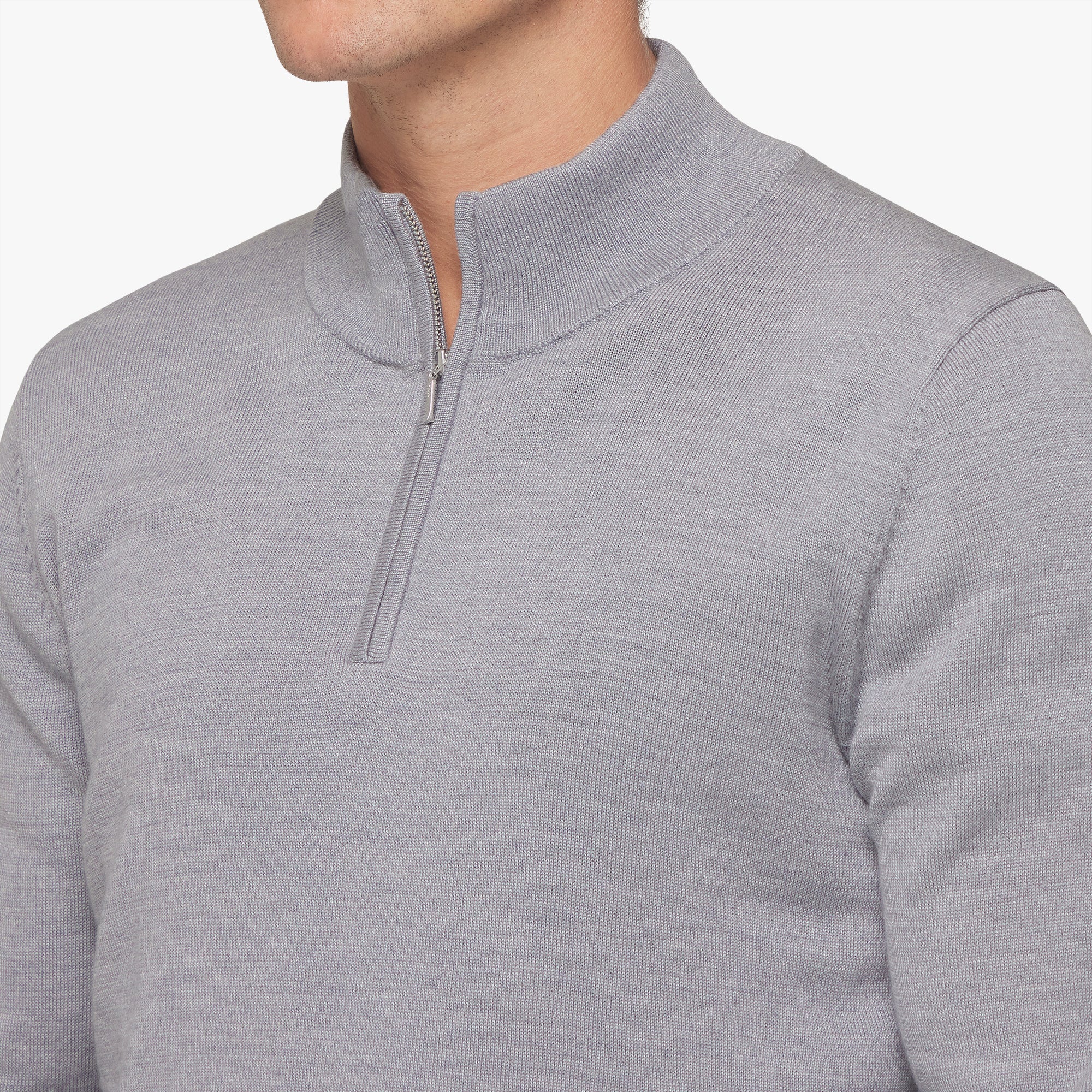 Merino Wool Silk Half Zip Mens