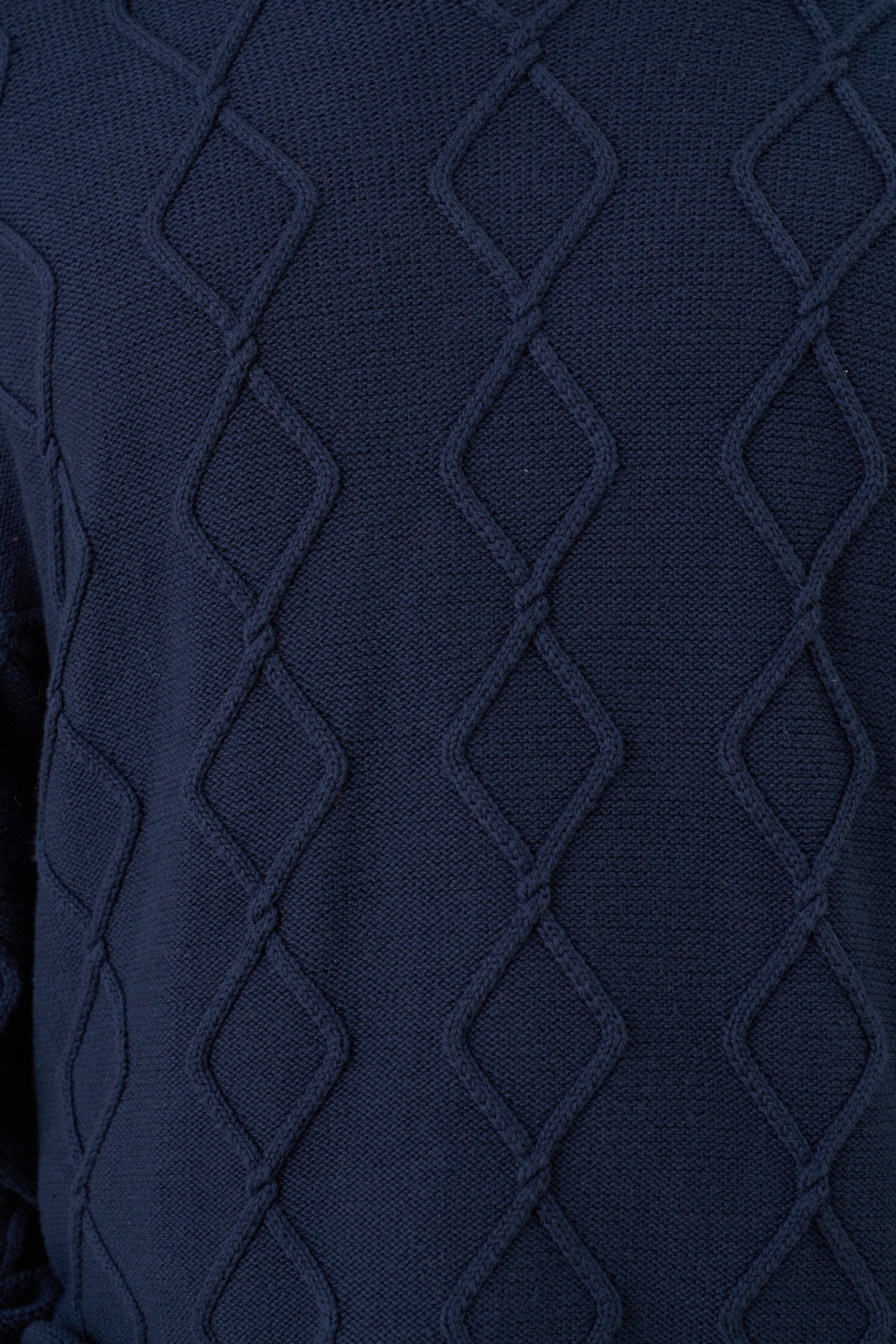 DIAMOND CABLE MOCK NECK KNIT - NAVY