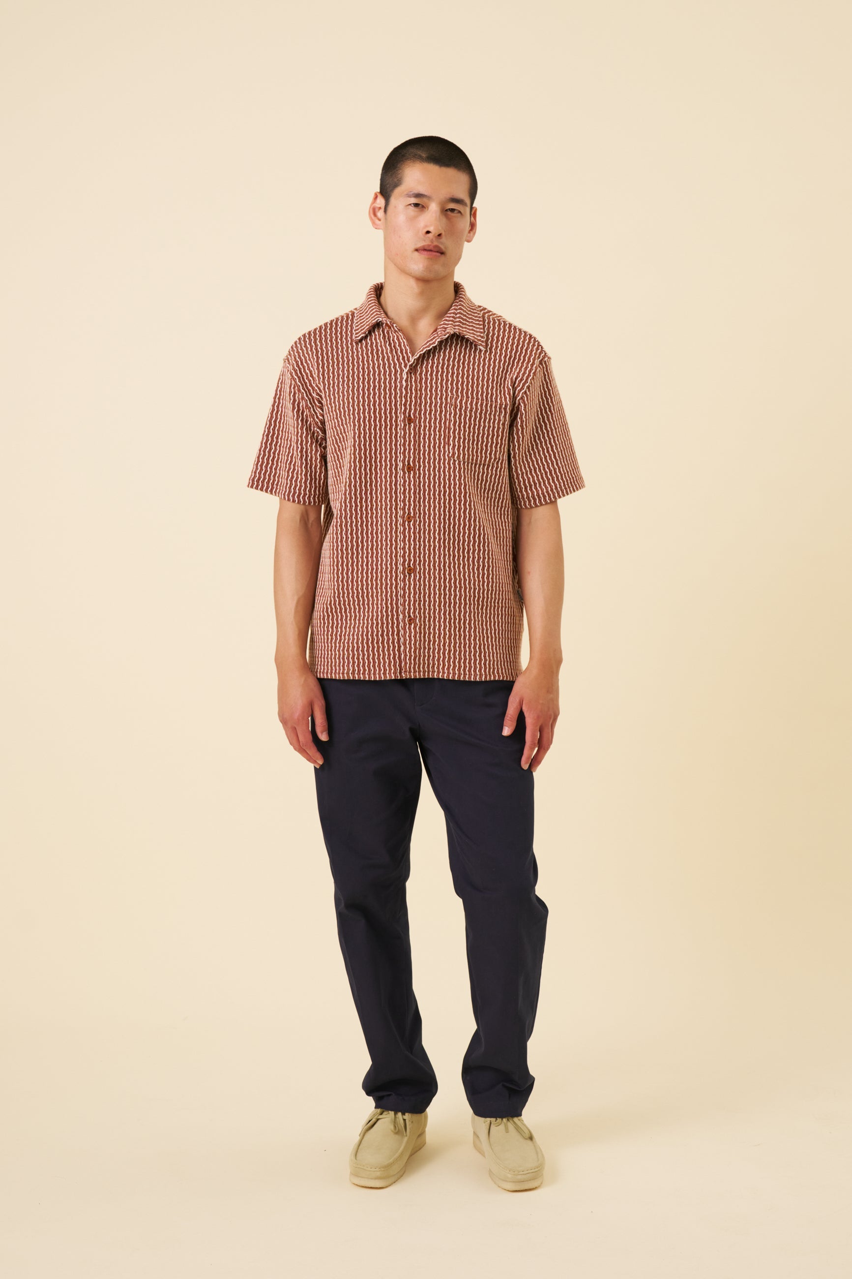 CANVAS PLEATED CHINO - NAVY