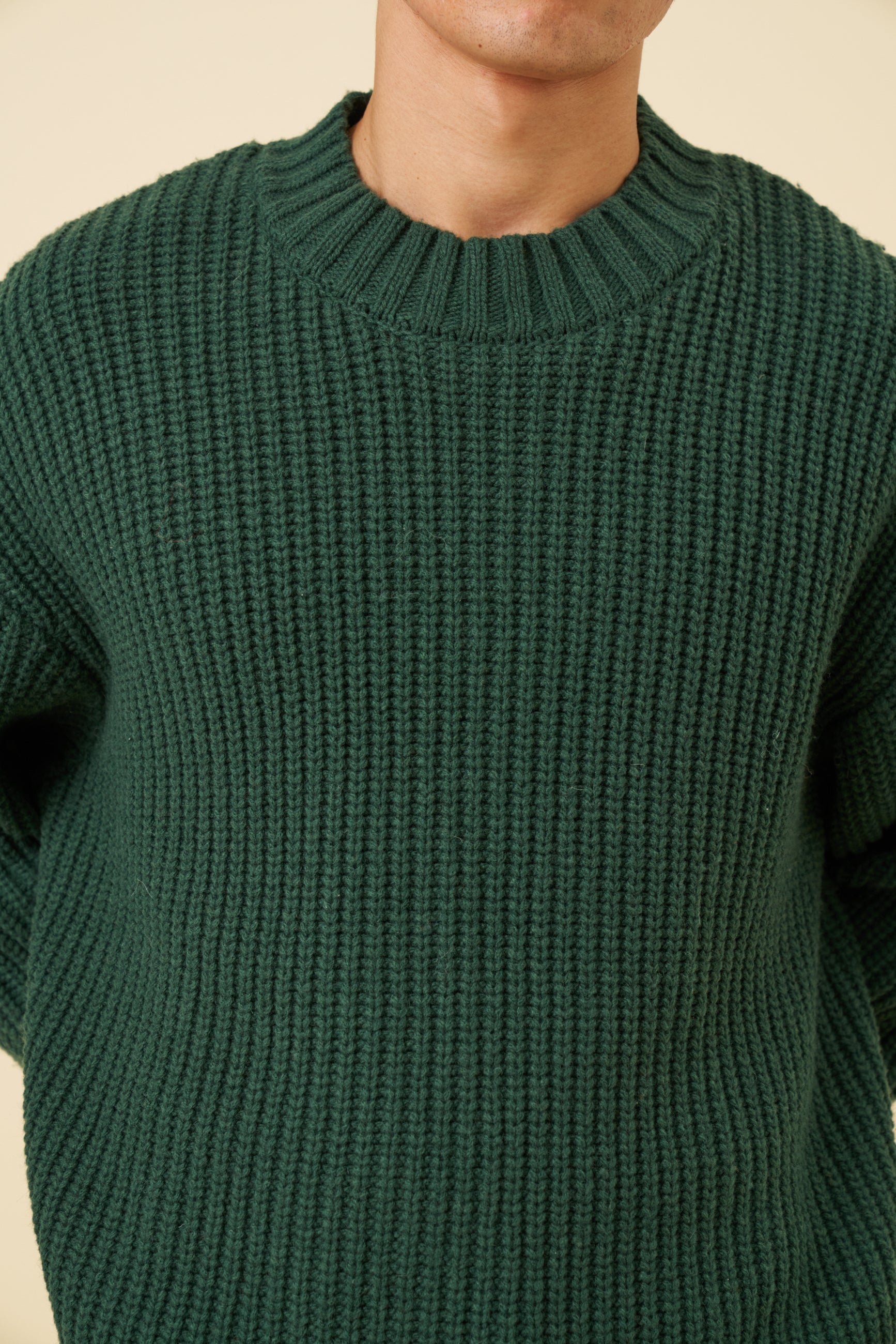 CHUNKY MOCK NECK KNIT - BOTTLE GREEN
