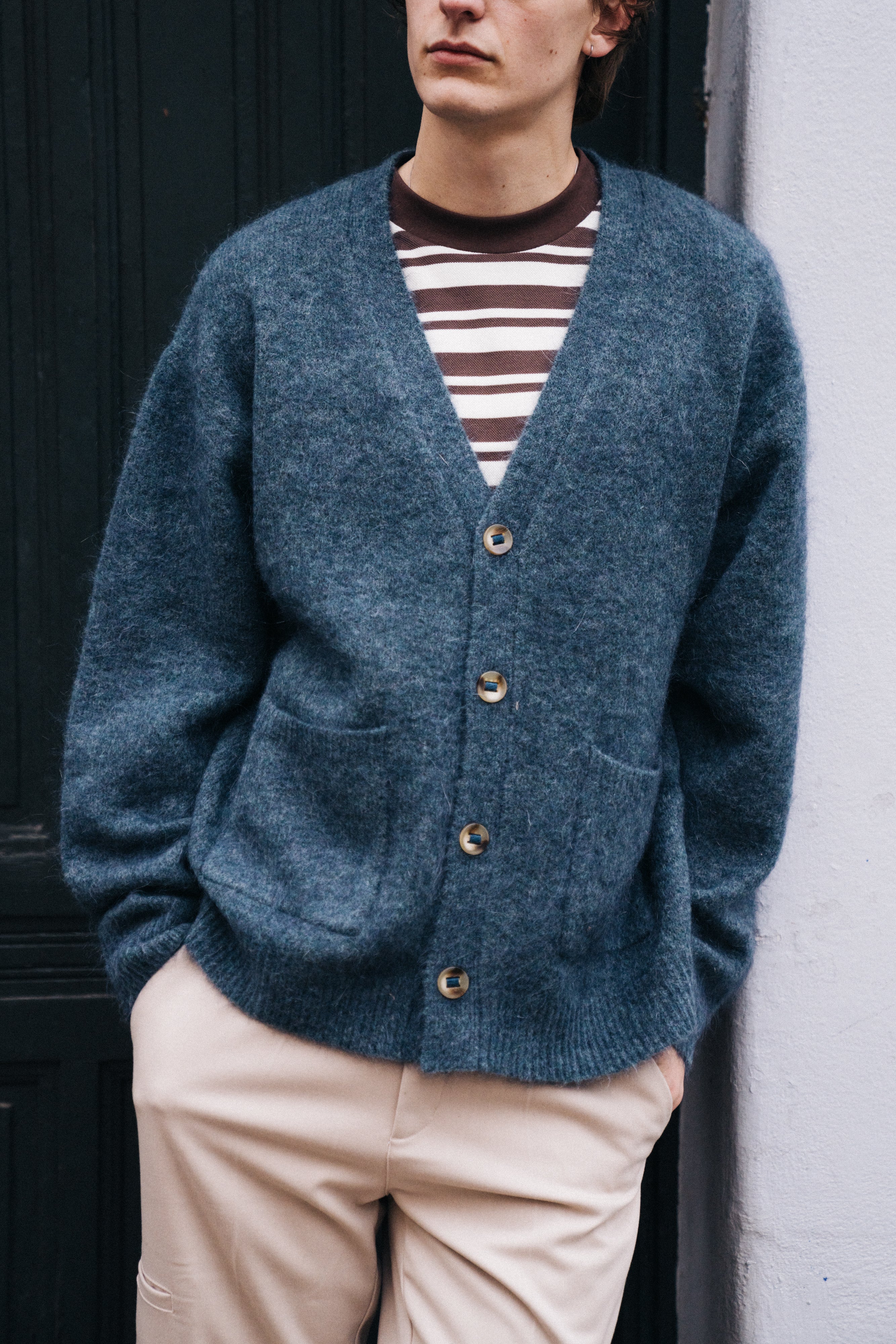 SAWYER MOHAIR CARDIGAN - INDIGO