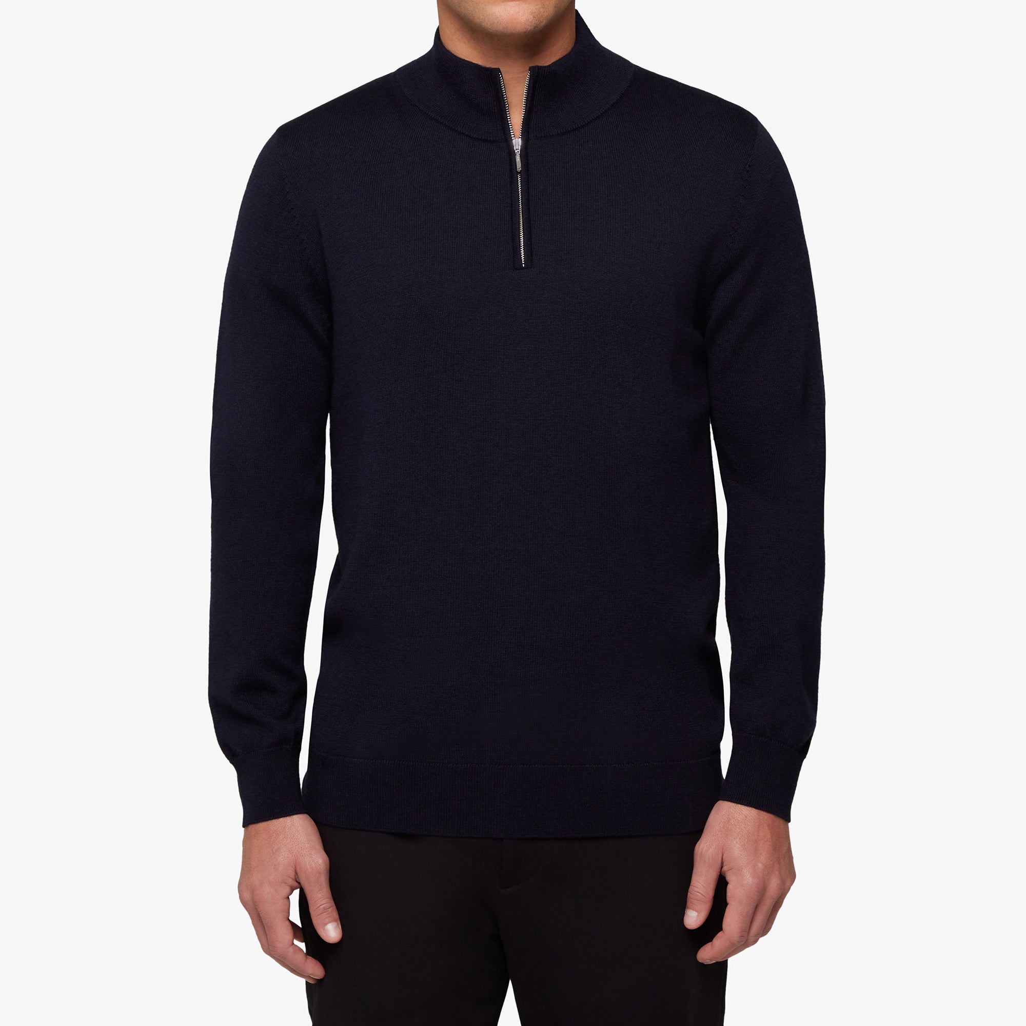 Merino Wool Silk Half Zip Mens
