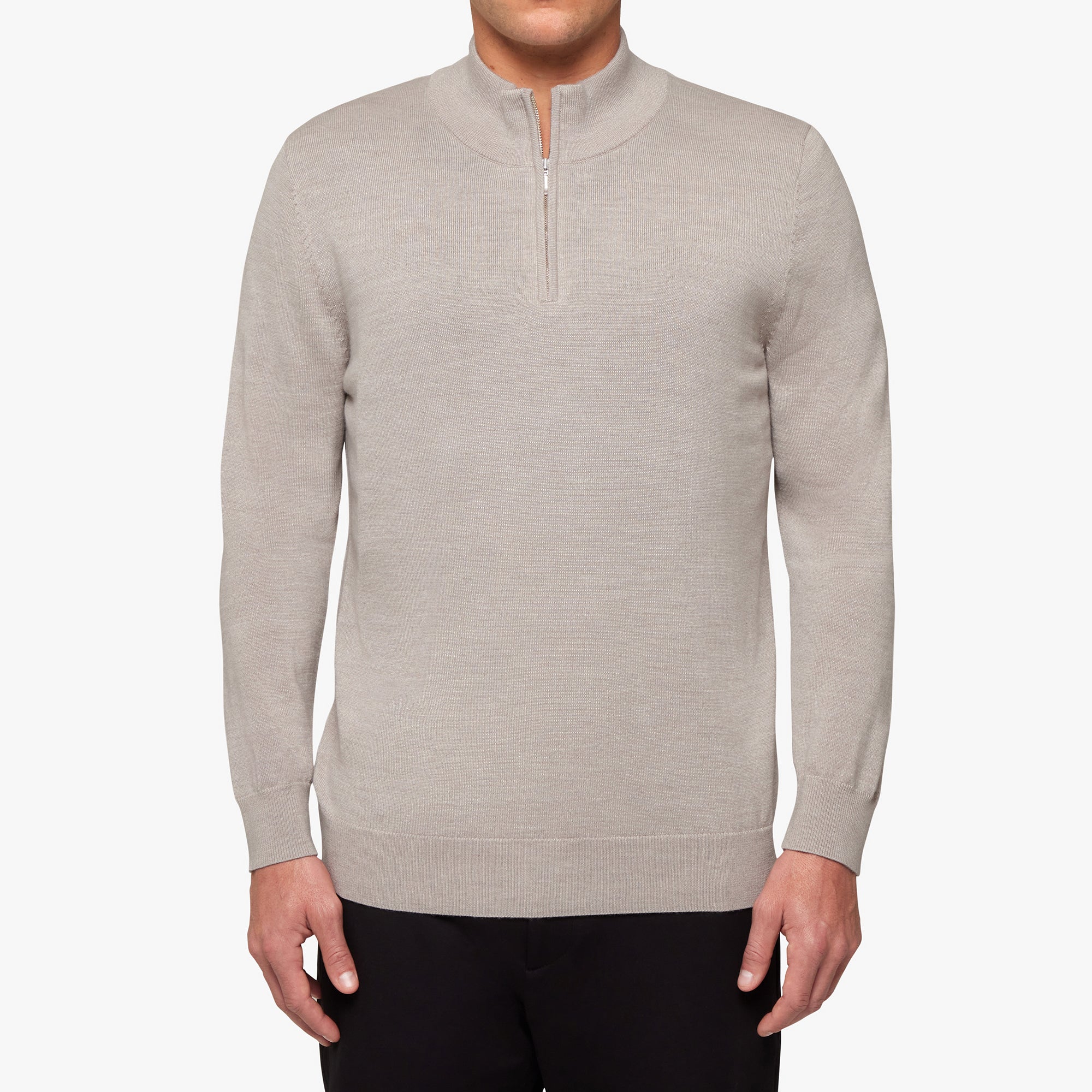 Merino Wool Silk Half Zip Mens
